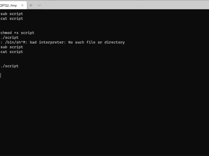 WSL: -bash: /bin/sh^M: bad interpreter: No such file or&nbsp;directory