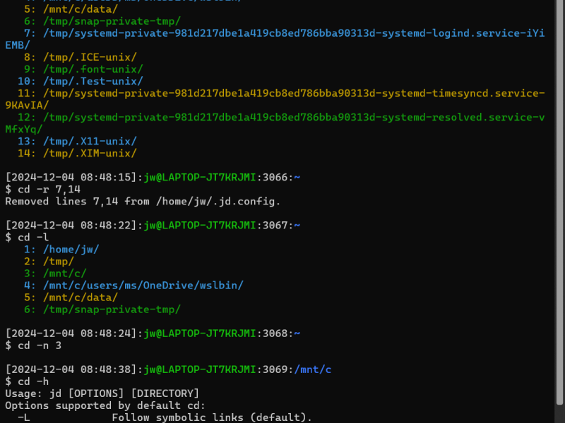 WSL Bash CD Enhancement to Track Directories Across&nbsp;Sessions